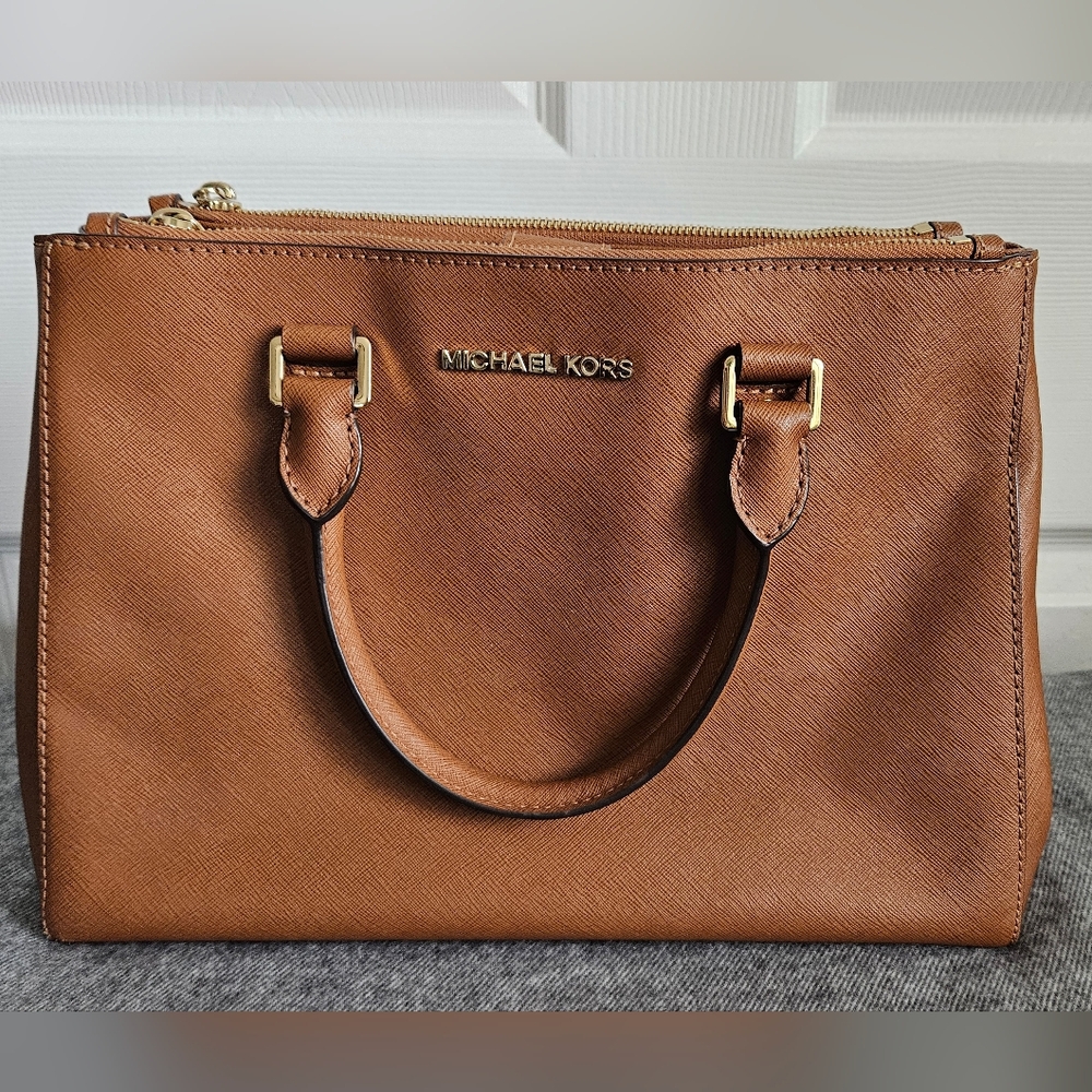 Michael Kors Cognac Satchel with Gold Hardware